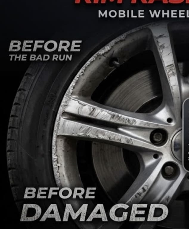 Damaged alloy rim before Dynasty repair